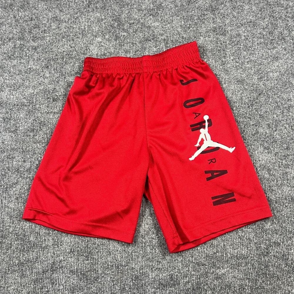 Air Jordan Basketball Shorts Boy Red Big Logo Print Elastic Waistband Athleisure